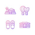 National taiwanese black gradient linear vector icons set.