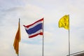 National Thai flag and Buddhist flags Royalty Free Stock Photo