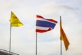 National Thai flag and Buddhist flags Royalty Free Stock Photo