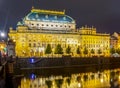 National theater in Prague at night, Czech Republic Royalty Free Stock Photo