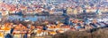 National Theatre, Czech: Narodni divadlo, and Vltava River in Prague. Aerial view from Petrin Tower, Prague, Czech Royalty Free Stock Photo