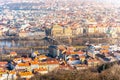 National Theatre, Czech: Narodni divadlo, and Vltava River in Prague. Aerial view from Petrin Tower, Prague, Czech Royalty Free Stock Photo
