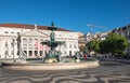 The National Theatre D. Maria II (Teatro Nacional D. Maria II) and Fountain on Dom Pedro IV square in Lisbon. Porugal