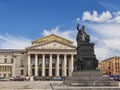 National theatre and statue of Maximilian I Joseph on the throne on the square Max-Joseph-Platz. Munich, Bavaria