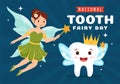 National Tooth Fairy Day Vector Illustration with Little Girl to Help Kids for Dental Treatment Fit in Flat Cartoon Background