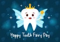 National Tooth Fairy Day Vector Illustration with Little Girl to Help Kids for Dental Treatment Fit in Flat Cartoon Background