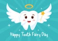 National Tooth Fairy Day Vector Illustration with Little Girl to Help Kids for Dental Treatment Fit in Flat Cartoon Background