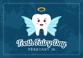 National Tooth Fairy Day Vector Illustration with Little Girl to Help Kids for Dental Treatment Fit in Flat Cartoon Background