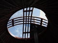 National traditional decoration of the ceiling and walls of the Mongolian Yurt.Vintage weave patterns. The decoration of the Yurt