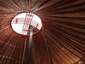 National traditional decoration of the ceiling and walls of the Mongolian Yurt.Vintage weave patterns. The decoration of the Yurt