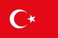 National Turkey flag. Simple flat. EPS10 vector.