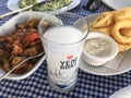 National Turkish Yeni Raki and appetiser on table in Istanbul, Turkey