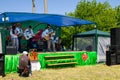 National Ukrainian musical group in ethnic costumes acts on Strawberry festival