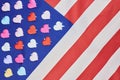 National USA american flag with hearts on stars Royalty Free Stock Photo