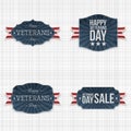 National Veterans Day Labels with Ribbons