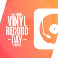 National Vinyl Record Day. August 12. Holiday concept. Template for background, banner, card, poster with text