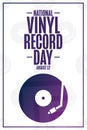 National Vinyl Record Day. August 12. Holiday concept. Template for background, banner, card, poster with text