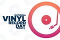 National Vinyl Record Day. August 12. Holiday concept. Template for background, banner, card, poster with text