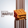 National Waffle Day colorful vector illustration for print.