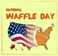 National Waffle Day in USA on August 24th. Round plate with delicious waffles. Vector illustration for holiday menu