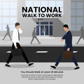 National Walk to work background design with people walking on the street going to work Royalty Free Stock Photo