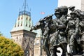 National War Memorial and Canadian Parliament building in Ottawa Royalty Free Stock Photo