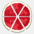 Vector illustration of the fresh watermelon cut like pizza