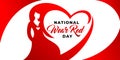 National wear red day vector banner. American Heart Association bring attention to heart disease. Beautiful woman wearing red