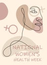 National Women`s Health Week concept vector for web, app. Event on Mother`s Day to encourage women health in May. Diverse race