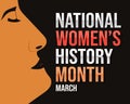 National Women\'s History Month colorful background with typography on the side. March is observed as women\'s month