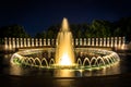 The National World War II Memorial Fountains at night at the Nat Royalty Free Stock Photo