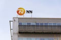 Nationale-Nederlanden from NN Group insurance company logo on building of the Czech headquarters