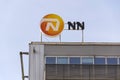 Nationale-Nederlanden from NN Group insurance company logo on building of the Czech headquarters