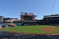 Nationals Park, Scoreboard and Outfield as Seen from Stands Down the Third Base Foul Line Royalty Free Stock Photo