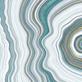 Natiral luxury. Turquoise and white swirls in agate marble with gold veins. Abstract texture illustration