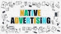 Native Advertising Concept with Doodle Design Icons. Royalty Free Stock Photo