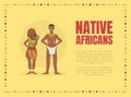 Native Africans Banner Template with Tribal People in Traditional Clothes and Space for Text Vector illustration