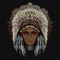 Native American Chief in Full Headdress