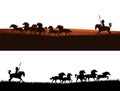 Native american chief and mustang horses silhouette design Royalty Free Stock Photo