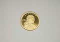 Native American Hospitality Gold Sacagawea design Dollar commemorative coin Royalty Free Stock Photo