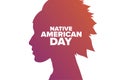 Native American Day. Holiday concept. Template for background, banner, card, poster with text inscription. Vector EPS10 Royalty Free Stock Photo