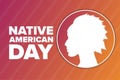 Native American Day. Holiday concept. Template for background, banner, card, poster with text inscription. Vector EPS10 Royalty Free Stock Photo