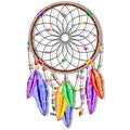 Dreamcatcher Rainbow Feathers Native Charm Item Vector Illustration