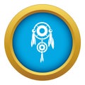 Native american dreamcatcher icon blue vector isolated