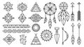 Native american elements, navajo indian graphic tribal symbols. Dreamcatcher, arrows and motifs. Aztec elements, decent Royalty Free Stock Photo