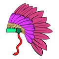 Native American feather headdress icon cartoon Royalty Free Stock Photo