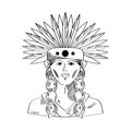 native american girl with headgear