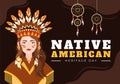 Native American Heritage Day Template Hand Drawn Cartoon Flat Illustration to Recognize the Achievements and Contributions