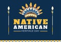 Native American Heritage Day Template Hand Drawn Cartoon Flat Illustration to Recognize the Achievements and Contributions