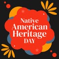 Native American Heritage Day Wallpaper with beautiful flower shapes and typography in the center